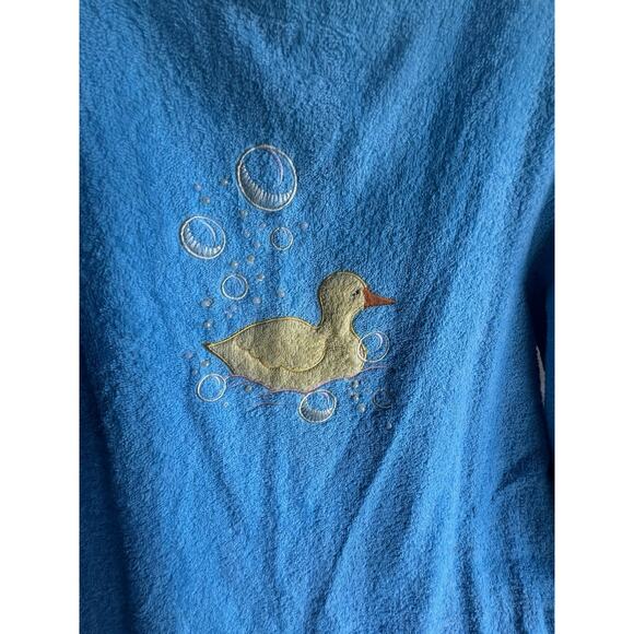 Quacker Factory Zip-Front Bright Blue Chenille Robe Rubber Duckies Size XS - Picture 15 of 16